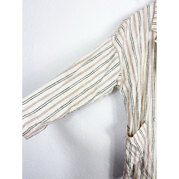 Anthropologie Maeve Danielle Blazer Large Striped Cream - Picture 9 of 12